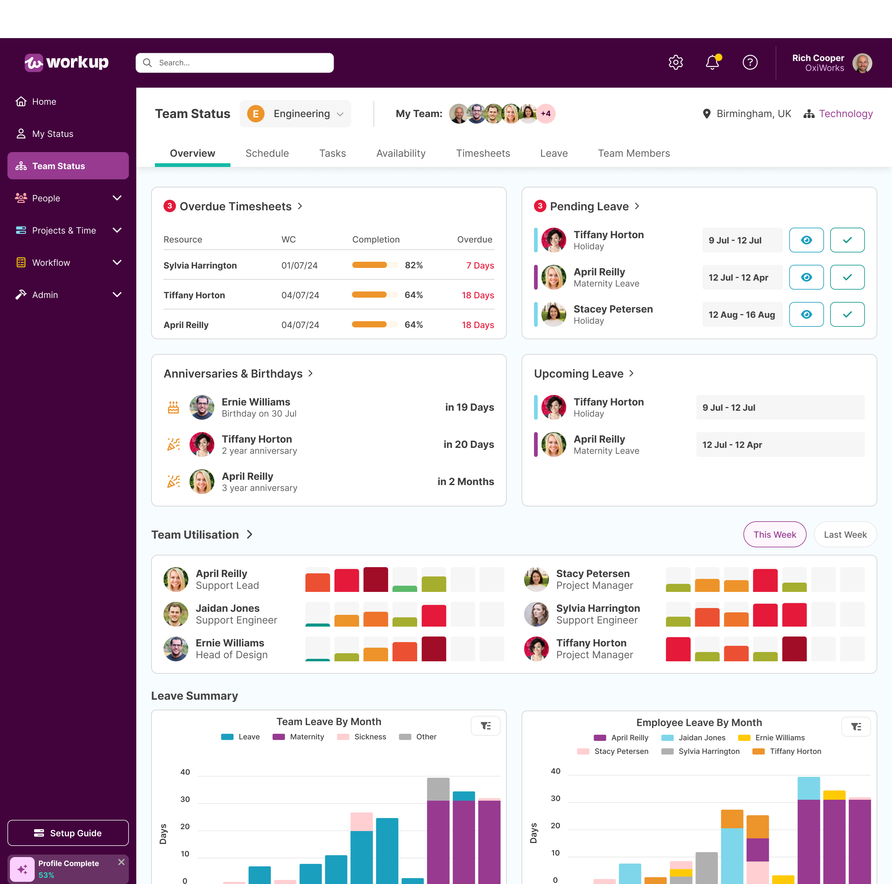 Recruiter dashboard homepage screenshot